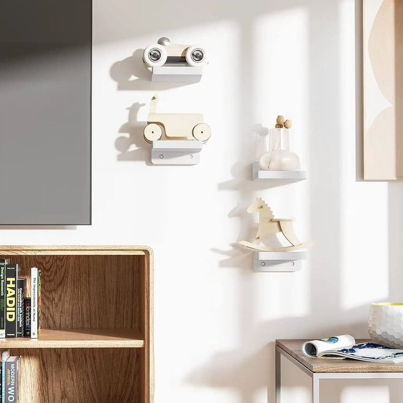 Mini Floating Shelves Wall Mounted Set of 4 White by salelink.co.nz