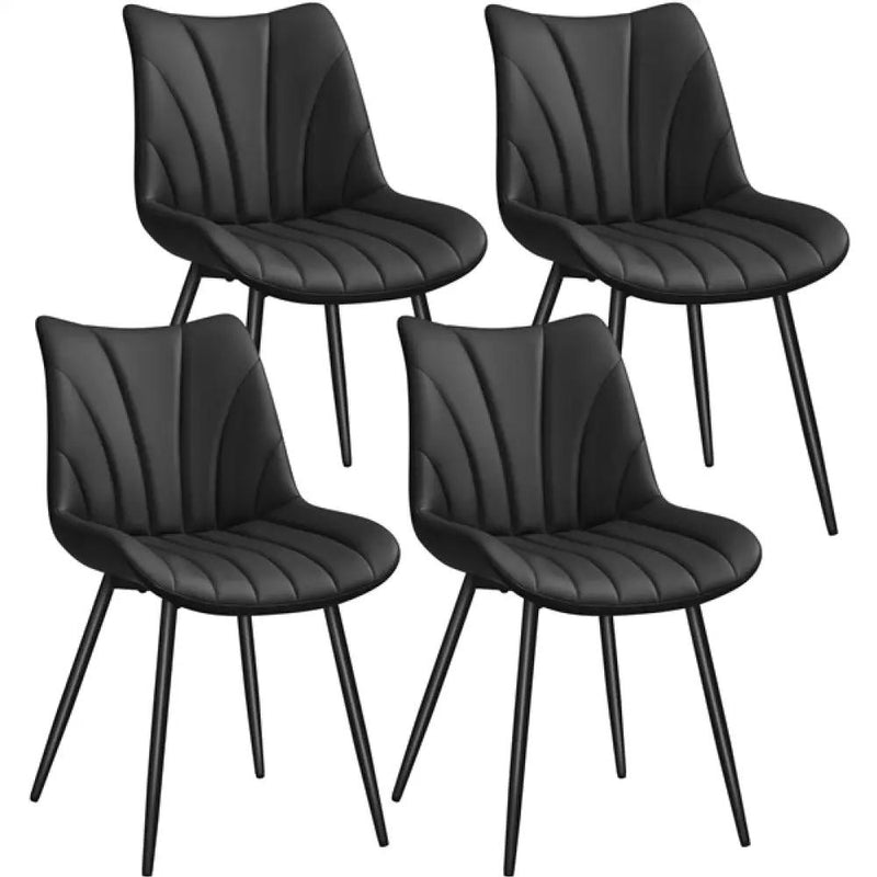 Set of 4 Modern Faux Leather Upholstered Dining Chairs with Metal Legs by Yaheetech