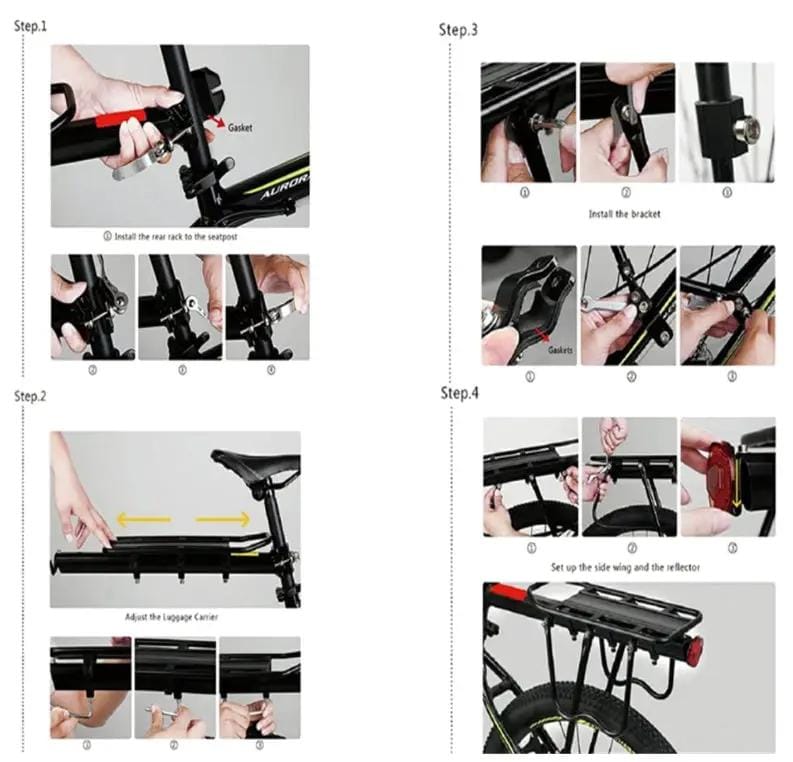 g8buynz Bicycle Rear Bike Cargo Rack,110 Lbs Capacity Aluminum Alloy Bicycle Rear Rack Bicycle Rear Bike Cargo Rack,110 Lbs Capacity Aluminum Alloy Bicycle Rear Rack
