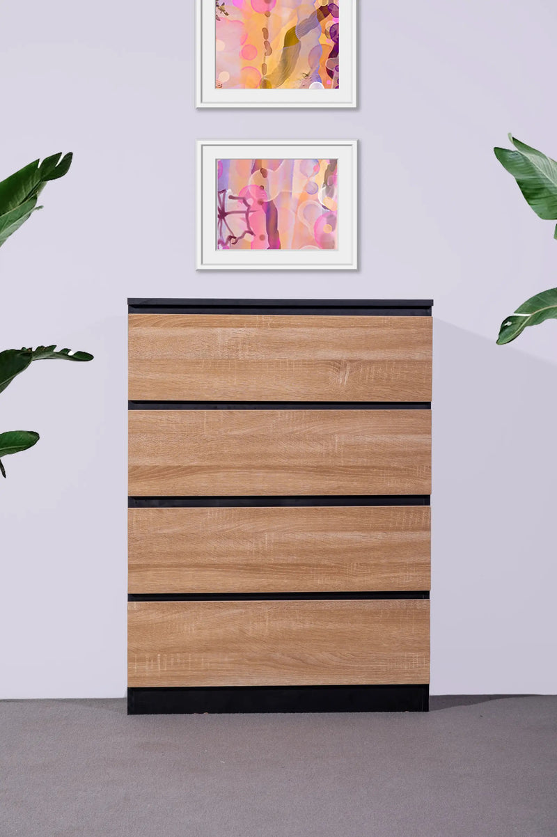 Camie Chest of 4 Drawers Black by sue-e furniture