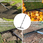 g8buynz g8buynz Multifunctional grass rake 17 Steel Tines Metal Head with Stainless Steel Handle Multifunctional grass rake 17 Steel Tines Metal Head with Stainless Steel Handle