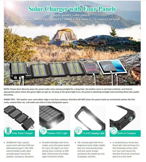 20000mAh Solar Charger Power Bank by salelink.co.nz