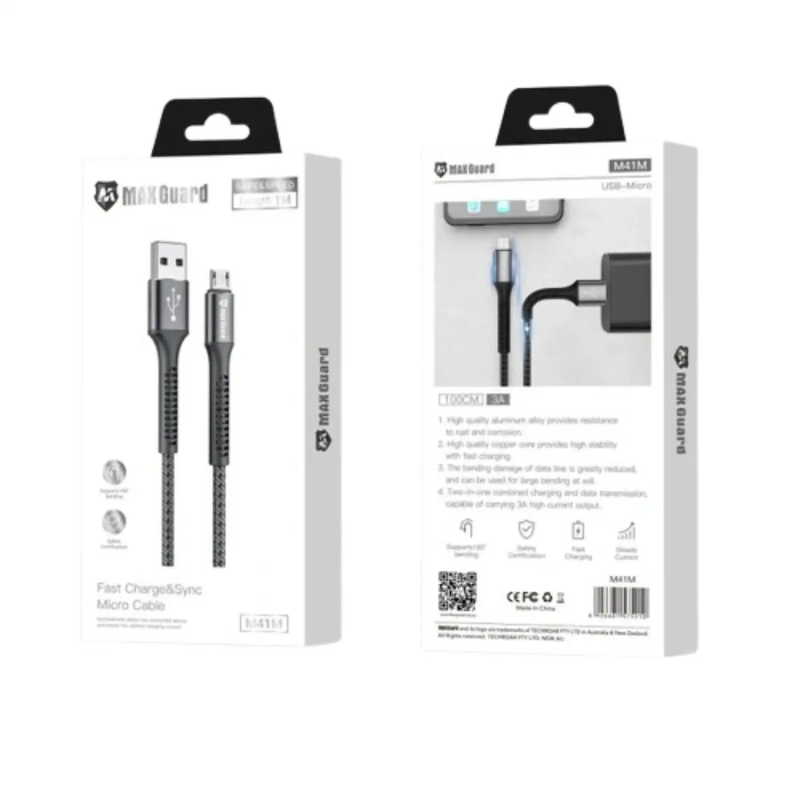 Maxguard 1m USB-A to Micro cable M41M by 9eight5
