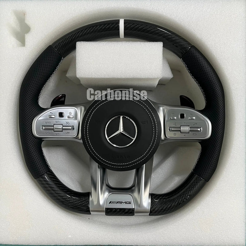 Mercedes-Benz Steering Wheel (Carbon Fiber+Perforated Leather) #09 by CARBONISE