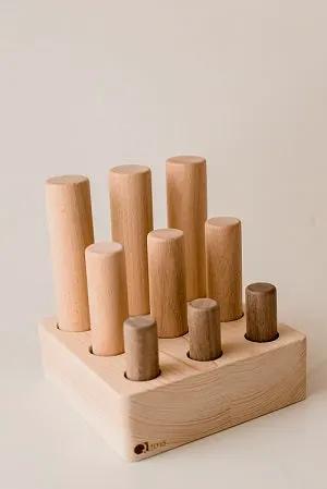 Wooden 9 Pole Puzzle - QToys | Wooden Toy NZ by Curious Moonbeam