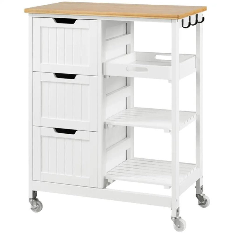 Kitchen Island with Wheels Kitchen Storage Serving Cart by Yaheetech