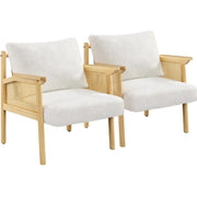1 Pair Boucle Upholstered Accent Chair Lounge Chair by Yaheetech