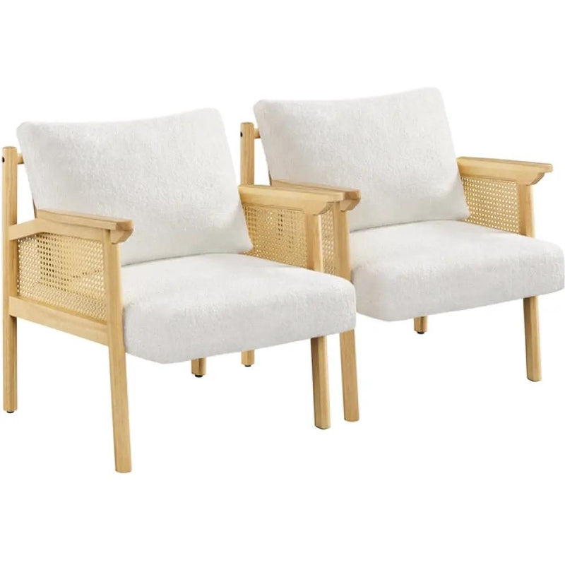 1 Pair Boucle Upholstered Accent Chair Lounge Chair by Yaheetech