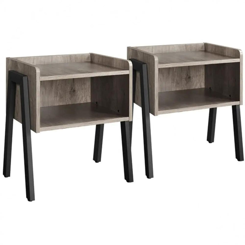 Set of 2 Bedside Tables Industrial Nightstands by Yaheetech