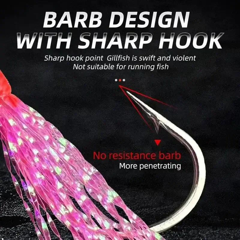 6 hooks Saltwater Sabiki Rigs 6 String Hooks Flasher Mackerel Feather Fishing Bait Rigs Sea Fishing Lures Mackerel - Action Outdoors Kiwi