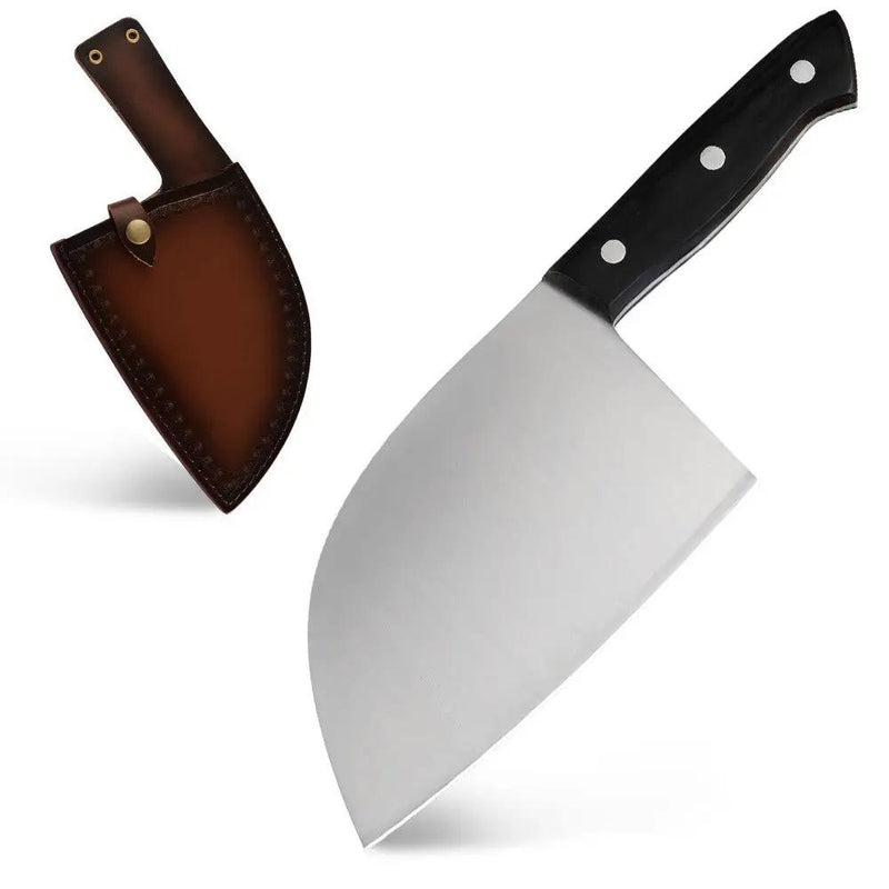Household Chinese Kitchen Stainless Steel Butcher Knife Matte Knife With Leather Case by China Dropship
