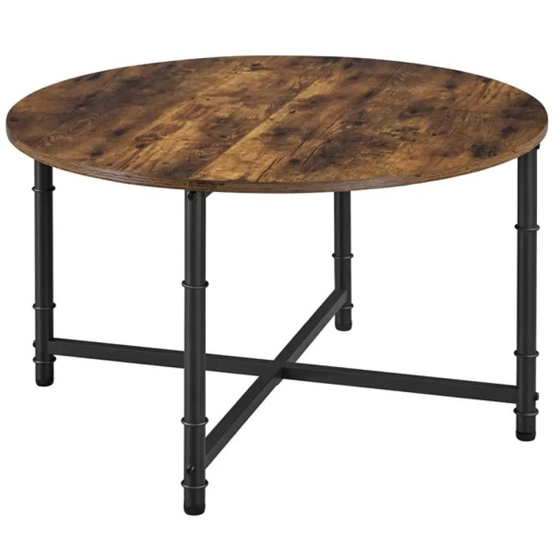 80cm Rustic Round Coffee Table Minimal Vintage Industrial Coffee Table by Yaheetech