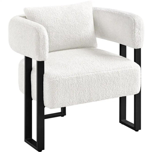 Boucle Barrel Accent Chair Armchair by Yaheetech