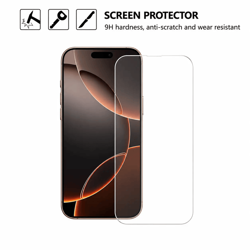 techplus Iphone 17 Clear Tempered Glass Screen Protector 9H HD 2 5D Rounded Edge Iphone 17 Clear Tempered Glass Screen Protector 9H HD