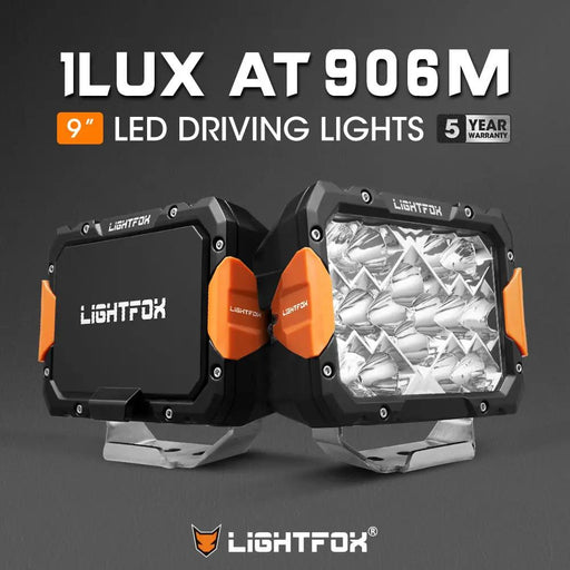 LIGHTFOX Pegasus Series 9inch Osram LED Driving Lights 1 Lux @906m 11,390 lumens by Kiwi Offroad