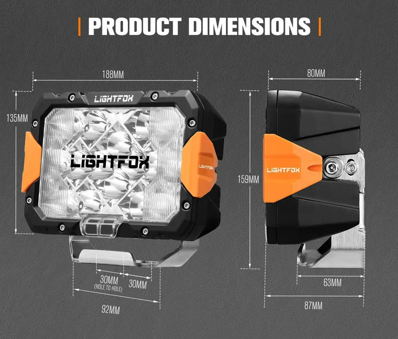 LIGHTFOX Pegasus Series 9inch Osram LED Driving Lights 1 Lux @906m 11,390 lumens by Kiwi Offroad