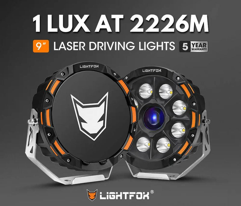 Lightfox 9inch LED Driving Light 1 Lux @ 2,226m IP68 15,046 Lumen by Kiwi Offroad