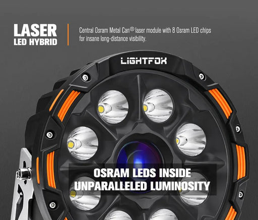 Lightfox 9inch LED Driving Light 1 Lux @ 2,226m IP68 15,046 Lumen by Kiwi Offroad