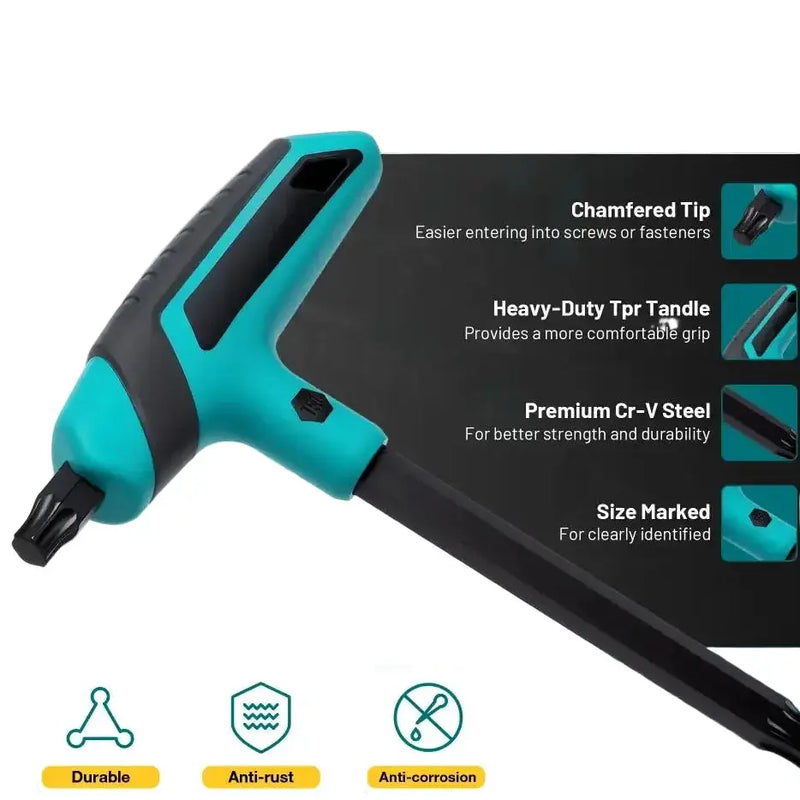 Habicare 9 Piece T-Handle Torx Wrench Set T10–T50 Two-Tip Star Wrenches 9 Piece T-Handle Torx Wrench Set T10–T50 Two-Tip Star Wrenches