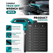 Habicare 9 Piece T-Handle Torx Wrench Set T10–T50 Two-Tip Star Wrenches 9 Piece T-Handle Torx Wrench Set T10–T50 Two-Tip Star Wrenches
