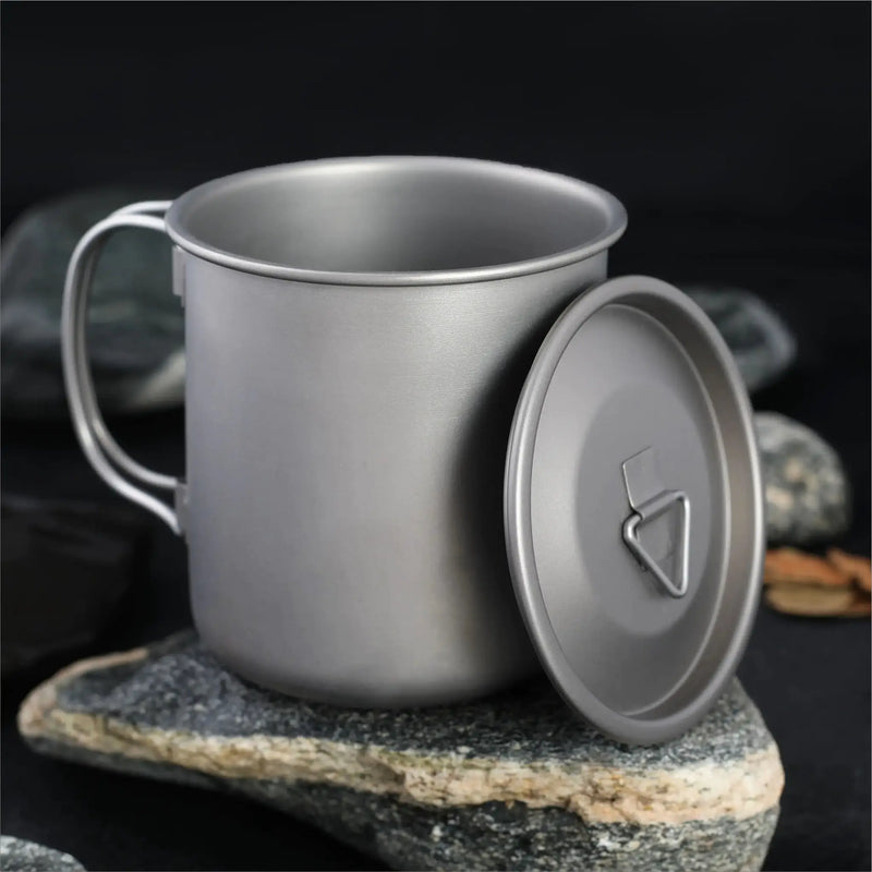 Titanium Folding Cup for Camping - Collapsible Travel Mug with Lid | Ultralight Outdoor Drinkware by Mead's Supply & Equipment Outfitters limited