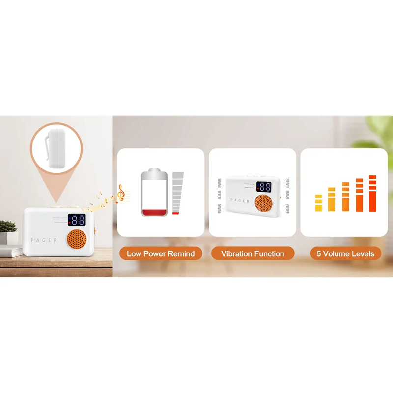 Wireless Caregiver Pager with 2 SOS Buttons (Up to 300mtrs range) by Eldertech