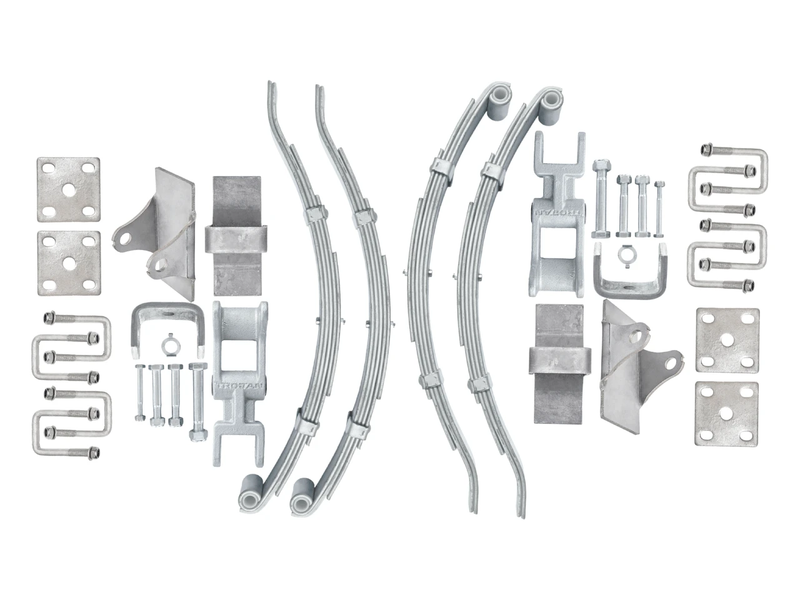 Eye to Slipper - 2500kg - 5-leaf 50x6mm - Pair, includes various mounting hardware and components.