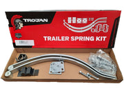Taper Leaf Spring Kits - 1400kg One Leaf with Dacromet coated springs, hangers, bolts, slippers, u-bolts, and plates.
