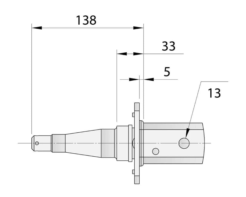 Gull Wing Axle - Non-Braked - 1750kg - Galvanised technical drawing with dimensions.