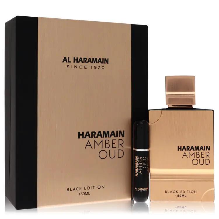 Al Haramain Amber Oud Black Edition Gift Set - 5 oz Eau De Parfum Spray + 0.34 oz Refillable Spray by Al Haramain -- by Brands HD