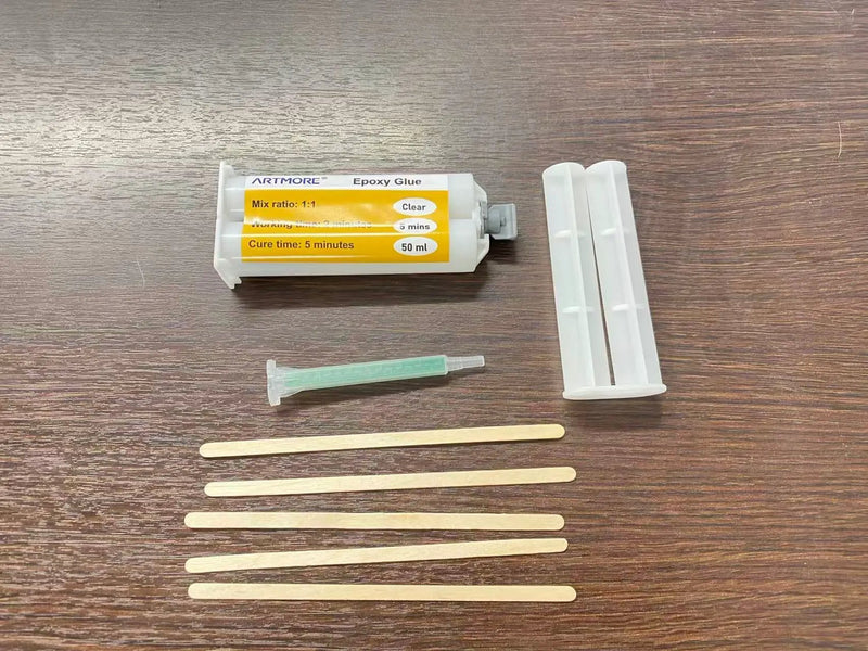 Epoxy Minute Glue Set, Minutes Epoxy, Epoxy Adhesive 2K, Transparent, with Mixing Nozzle and Wooden Spatula by Resin Art NZ