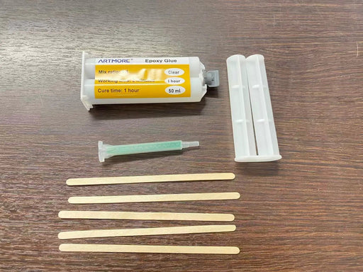 Epoxy Minute Glue Set, Minutes Epoxy, Epoxy Adhesive 2K, Transparent, with Mixing Nozzle and Wooden Spatula by Resin Art NZ