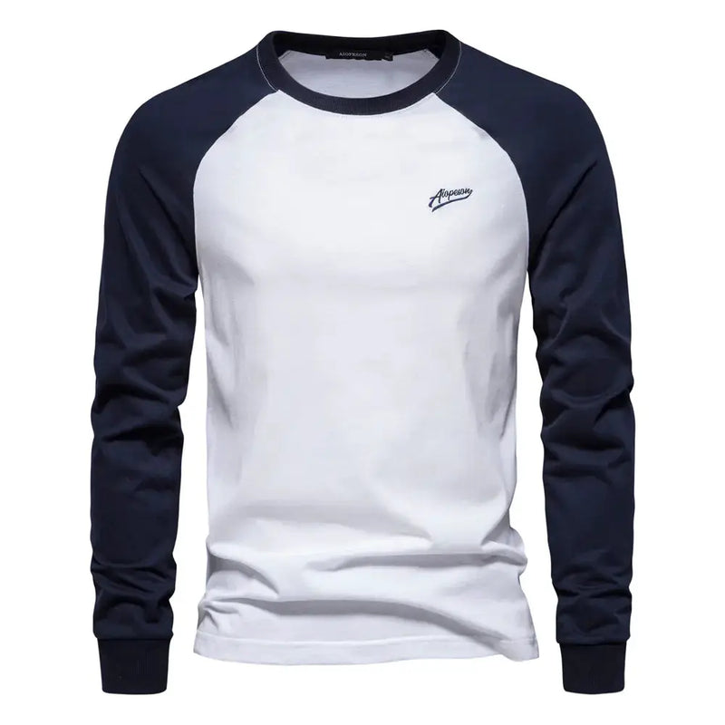 Men's Cotton Long Sleeve Color Block T-Shirt - Casual Comfort & Style by Mead's Supply & Equipment Outfitters limited