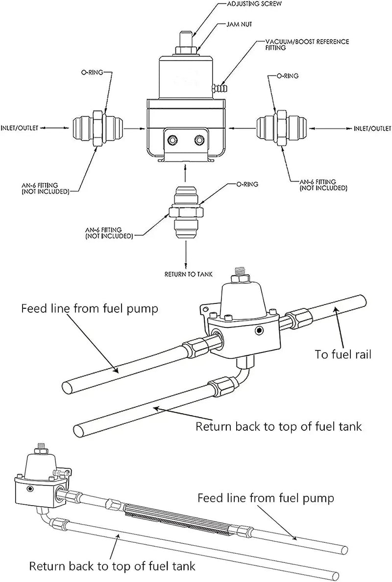 Universal Adjustable EFI Fuel Pressure Regulator Kit by salelink.co.nz
