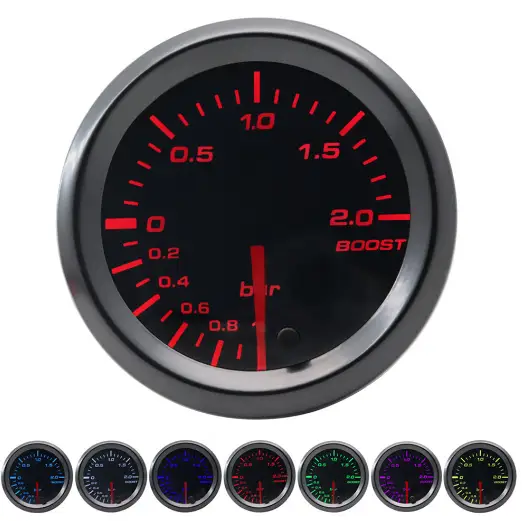 52mm Tinted 7 Turbo Boost Gauge 7 Color LED Display by salelink.co.nz