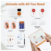 Wireless Caregiver Pager with 2 SOS Buttons (Up to 300mtrs range) by Eldertech