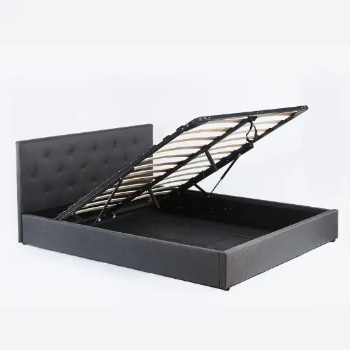 Pilkington Fabric Bed Frame with massive storage Dark Grey Double by sue-e furniture