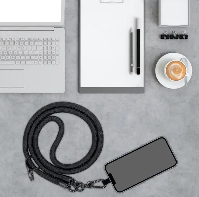g8buynz 7mm Adjustable Mobile Phone Lanyard Black Detachable Nylon Crossbody Lanyard 7mm Adjustable Mobile Phone Lanyard Black Detachable Nylon Crossbody Lanyard