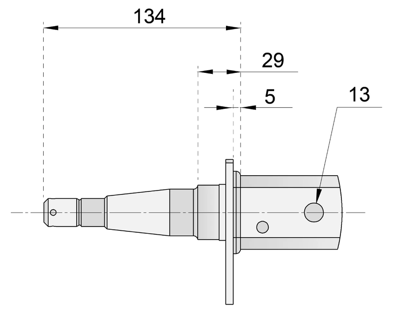 Straight Beam Axle - 9" Drum - 1500kg - Galvanised technical drawing with dimensions labeled.