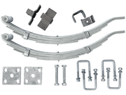 Multi Leaf Spring Kit components including springs, hangers, bolts, plates and u-bolts for 1500kg load capacity.