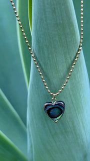 Pāua Gold Heart Necklace by Tahana Jewellery
