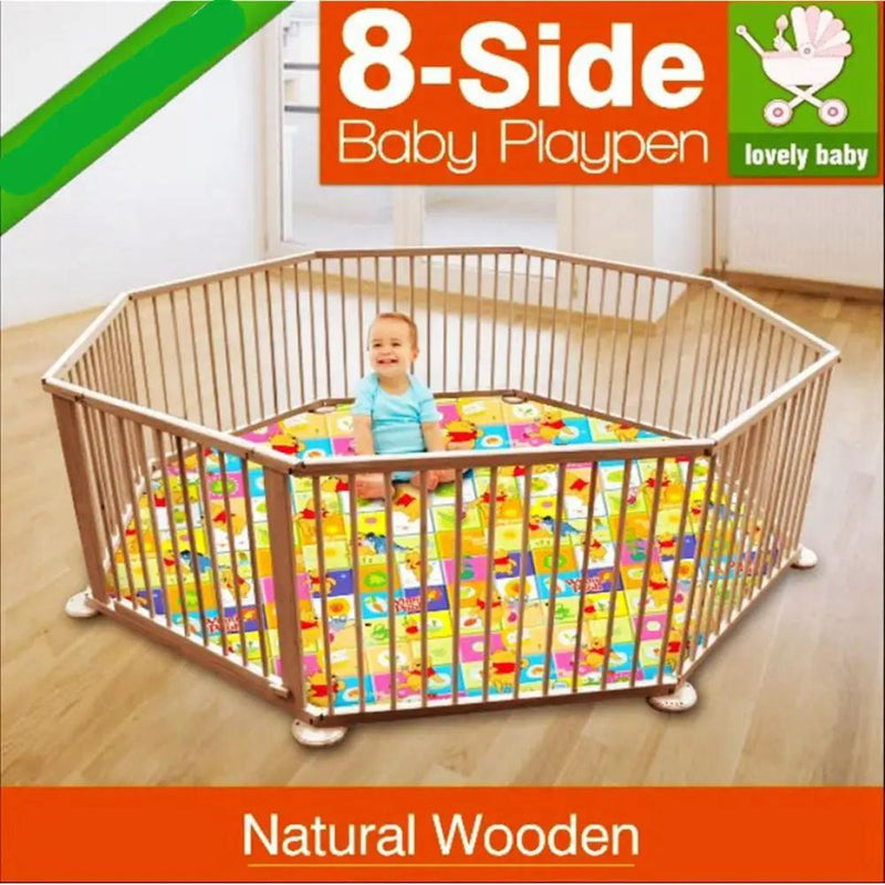 8PC WOODEN BABY PLAYPEN by Kiwi Grab