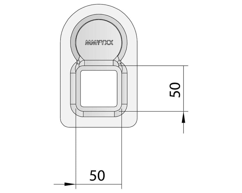 Drop Beam Axle component design with dimensions 50mm x 50mm, labeled with MAYYYXX for reference.