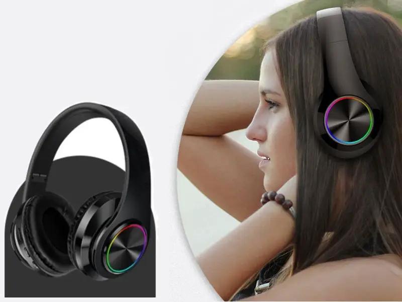 BLACK- Wireless bluetooth Headset Headphones Foldable Stereo Earphones LED Super by dealonline.co.nz