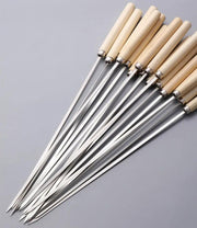 (20PCS/PACK) L 33.5cm Wooden Handle Stainless Steel BBQ Skewers by dealonline.co.nz