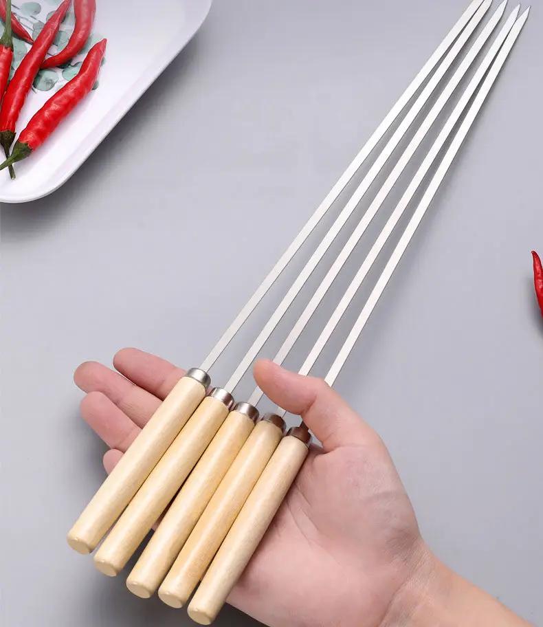 (20PCS/PACK) L 33.5cm Wooden Handle Stainless Steel BBQ Skewers by dealonline.co.nz