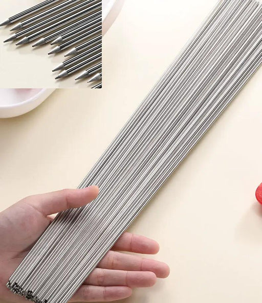 100pcs L 35cm Stainless Steel BBQ Skewers Round Roast Needle Stick Shish Kebab by dealonline.co.nz