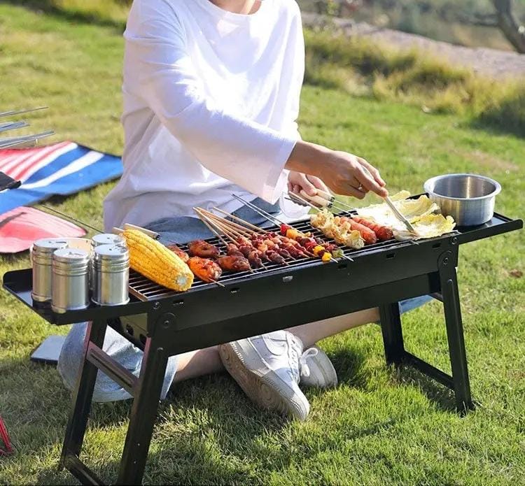 dealonline.co.nz dealonlinenz Folding Barbecue BBQ Charcoal Grill Black For Camping, Picnic, Outdoor, Travel Portable Folding Charcoal BBQ Grill For Camping