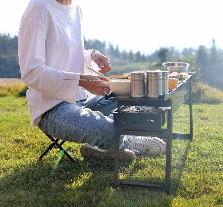 Folding Barbecue BBQ Charcoal Grill Black For Camping, Picnic, Outdoor, Travel by dealonline.co.nz
