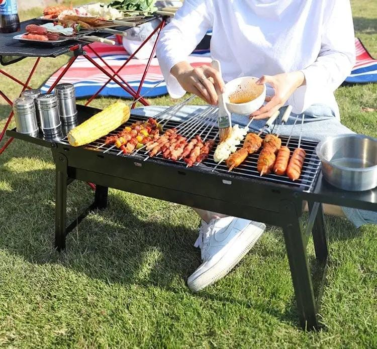 dealonline.co.nz dealonlinenz Folding Barbecue BBQ Charcoal Grill Black For Camping, Picnic, Outdoor, Travel Portable Folding Charcoal BBQ Grill For Camping